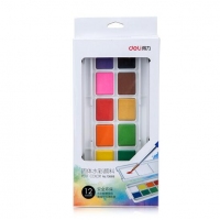 得力73868 ，12色固体水彩颜料套装初学者手绘水彩画颜料