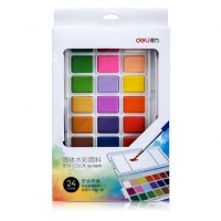 得力73870 ，24色固体水彩颜料套装初学者手绘水彩画颜料