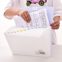 得力72470，自带尺子风琴包13格多层学生用分类得力风琴包 