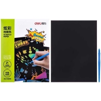 得力74806 ，炫彩学生刮画纸/手工绘画/创意DIY玩具（10张}15*20cm