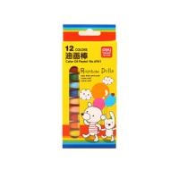 得力6961，12色油画棒，12色儿童彩色绘画六角形油画棒蜡笔画笔12色