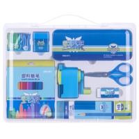 得力9610,文具礼盒套装,儿童生日礼物小学生学习用品奖品开学大礼包 蓝色/红色8件套组合