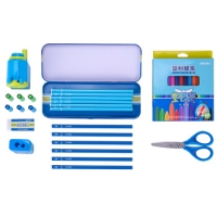 得力9610,文具礼盒套装,儿童生日礼物小学生学习用品奖品开学大礼包 蓝色/红色8件套组合