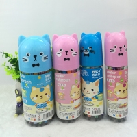 芭比猫203-18，18色卡通水彩笔（爆款一口价）猫头筒装儿童绘画涂鸦水彩笔幼儿学习无毒可水洗彩色笔