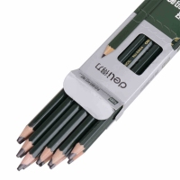 得力6844，12B高级绘图铅笔 工程图纸设计 素描、美术铅笔 12支/盒