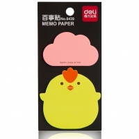 得力6439，荧光百事贴卡通动物告示贴便条纸N次贴便签贴随手贴138*70mm-20页