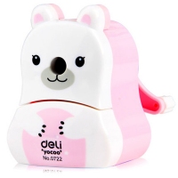 得力0722，北极熊学生削笔机/削笔器 手摇式卷笔刀卡通可爱