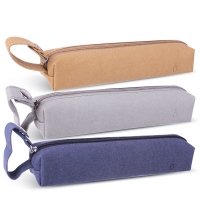 得力66798，小号笔袋(1/12/96)简约纯色蓝色灰色黄色小巧便携轻质