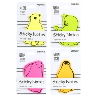 得力66314，百事贴 荧光系列动物状可爱便利贴告示贴留言贴便条纸