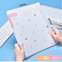 得力72476，资料册A4半透学生试卷收纳文件袋办公用 透明索引资料册-40页