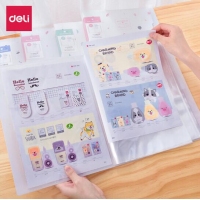 得力72476，资料册A4半透学生试卷收纳文件袋办公用 透明索引资料册-40页