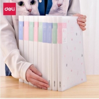 得力72476，资料册A4半透学生试卷收纳文件袋办公用 透明索引资料册-40页