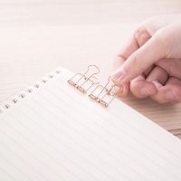 得力9414，简约金属镂空创意文具可爱彩色办公文件燕尾夹试卷夹-6只装
