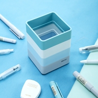 得力9125，乐素极简笔筒ABS树脂防脏坚固耐用学生文具收纳笔筒 