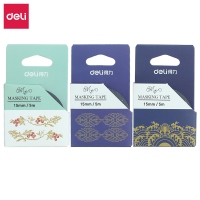 得力HZ022，15mm*5m和纸胶带古纹理烫金条纹手撕无痕手账胶带装饰贴纸时光