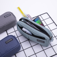 得力66782，笔袋学生铅笔盒笔袋纯色简约文具盒大容量文具袋