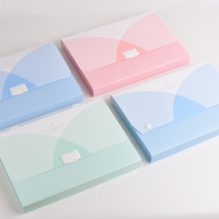 得力5241，A4 13格手提风琴包多层可爱文件夹票据收纳风琴包学生