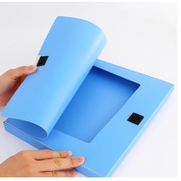 朝阳U品5635，3.5CM天蓝色PP档案盒(爆款一口价）全新料粘扣式A4文件盒资料整理盒办公收纳盒