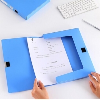 朝阳U品5635，3.5CM天蓝色PP档案盒(爆款一口价）全新料粘扣式A4文件盒资料整理盒办公收纳盒