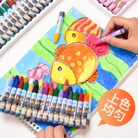 得力72103，36色彩色油画棒（1/12/48）幼儿园蜡笔儿童彩色汪汪队笔套装油彩笔绘画彩绘棒可水洗盒装小学生铅笔型涂鸦彩虹画笔