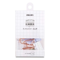 得力9411，25mm卡通夹子（1/24/192）学生文具长尾票夹铁金属夹子票据夹燕尾夹 （6只装）