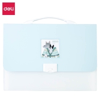 得力72513，13格A4学生风琴包（1/12/48）PP材质简约锁扣镂空相框创意软胶 