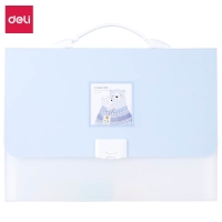 得力72513，13格A4学生风琴包（1/12/48）PP材质简约锁扣镂空相框创意软胶 