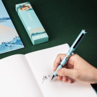 得力S142，0.5mm颐和园中性笔(1/24/288)子弹头中国宫廷风签字笔碳素笔 