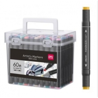 得力70800-60，60色方杆双头酒精油性专业马克笔套装（1/8）学生手绘漫画设计绘画彩笔画笔记号笔