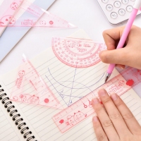 得力9619，18CM学生套尺（1/24/240）带波浪直尺 量角器 三角板