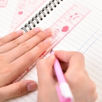 得力9619，18CM学生套尺（1/24/240）带波浪直尺 量角器 三角板