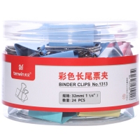 （特价）天文1313,3号彩色长尾票夹（1/48）32mm筒装长尾夹，32mm燕尾夹，票据夹